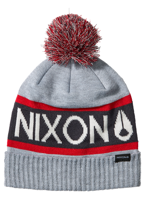 Teamster Beanie - Heather Grey / Red