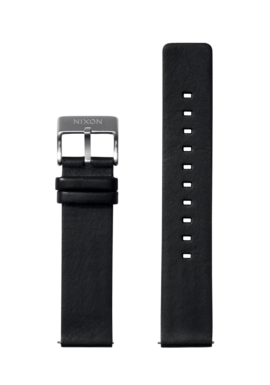 20mm Veg Tanned Leather Band - Schwarz View 1