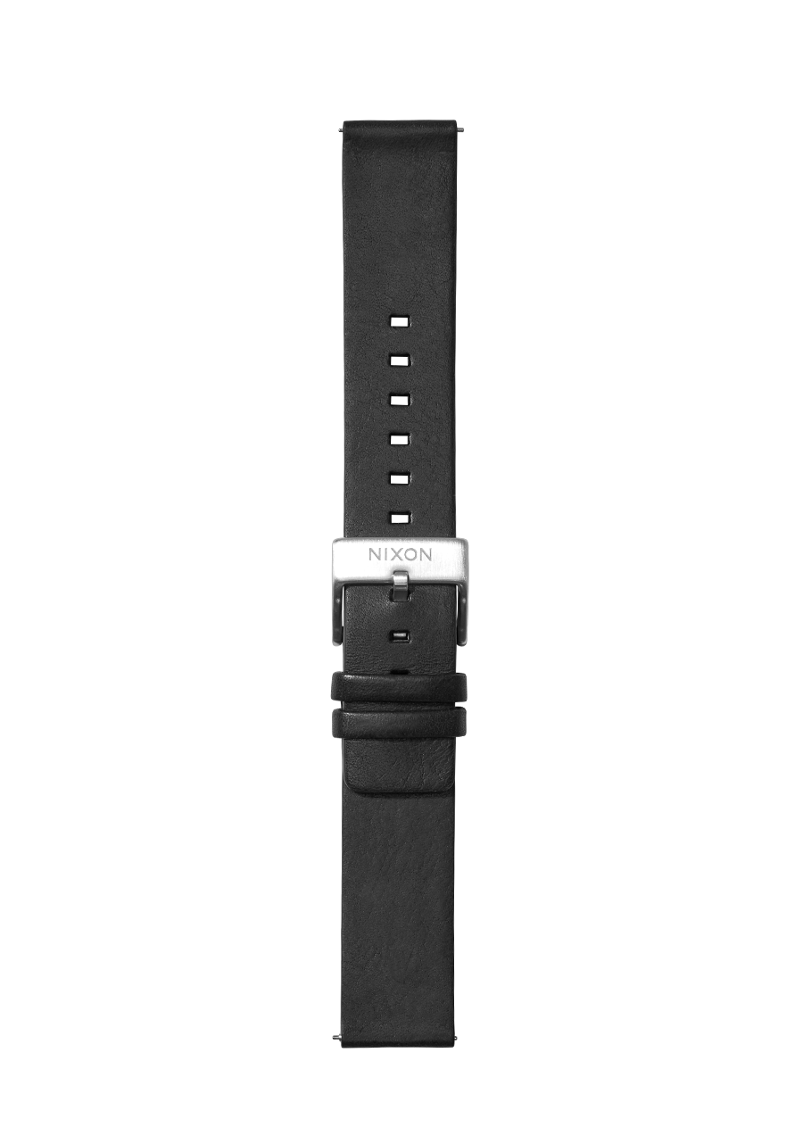 20mm Veg Tanned Leather Band - Schwarz View 2
