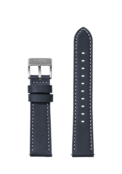 20mm Stitched Leather Band - Marineblau