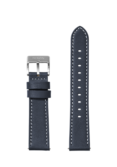 23mm Stitched Leather Band - Marineblau