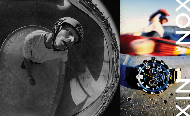 Promotional collage for the Nixon Fisheye watch collection