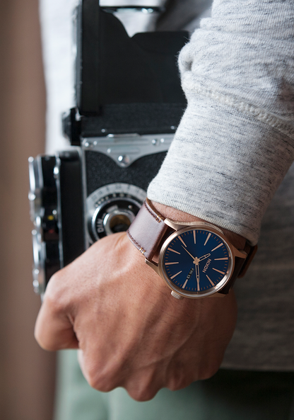 Sentry Leather - Rose Gold / Navy / Brown View 6