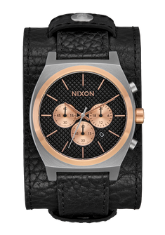 Time Teller Chrono Leder - Silber / Roségold / Schwarz