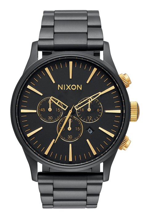 Sentry Chrono Watch Matte Black Gold Men s Stainless Steel Nixon EU