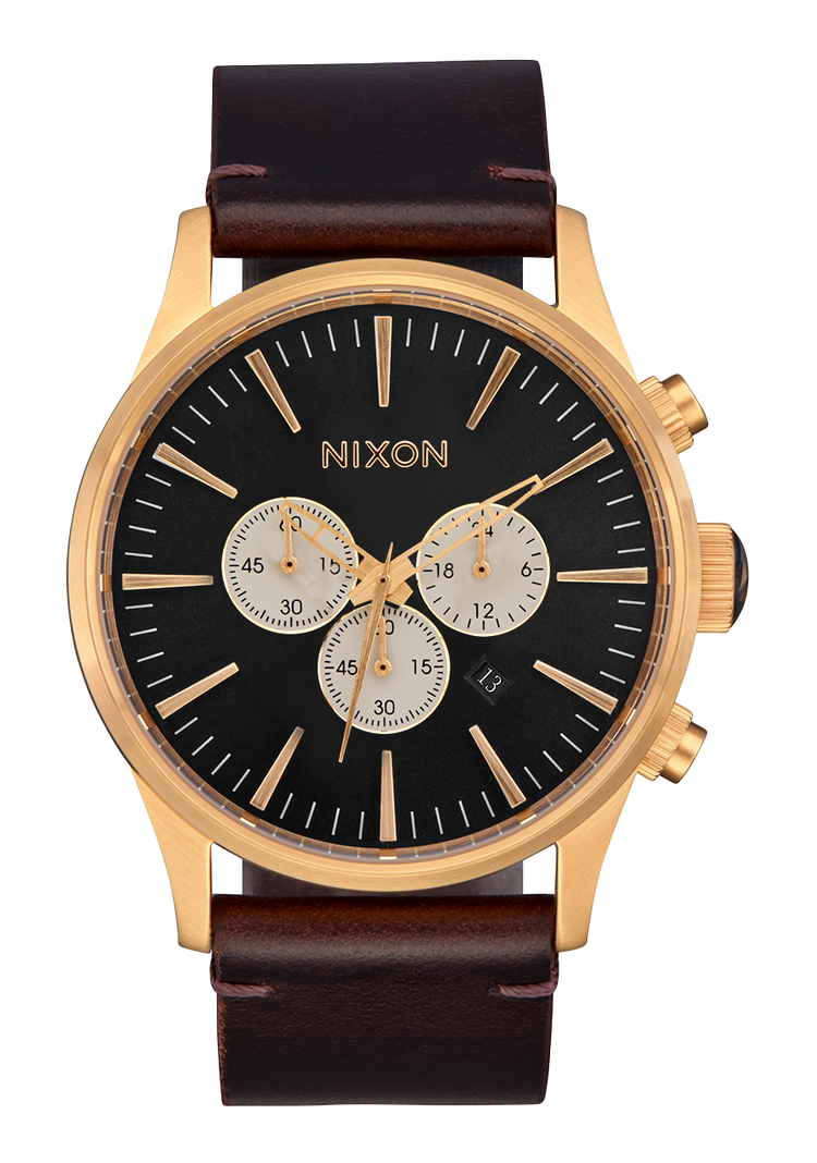 Sentry Chrono Leather - Gold / Indigo / Braun