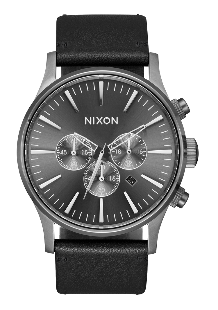 Sentry Chrono Leather - All Gunmetal / Schwarz