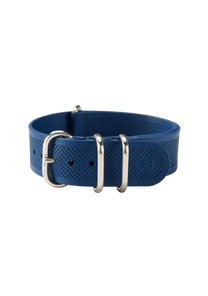 20mm FKM Rubber One Piece Band - Marineblau / Blau View 2