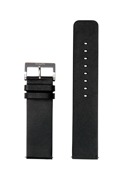 23mm Veg Tanned Leather Band - Schwarz View 1