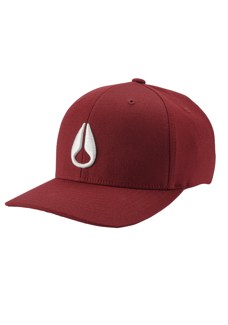 Deep Down Flexfit Athletic Fit Mütze - Burgund / Weiß