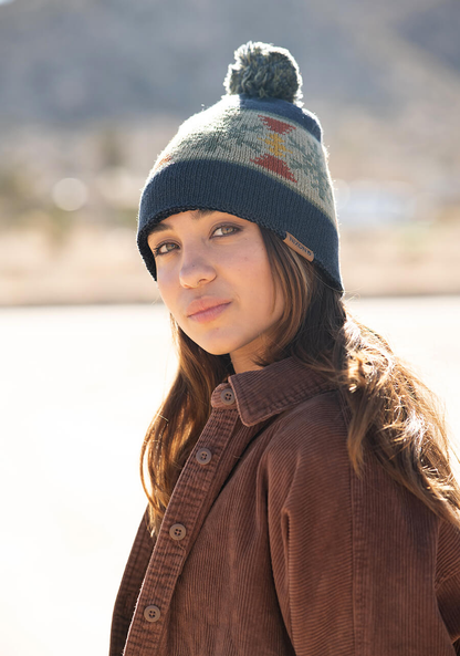 Meister Woll-Beanie mit Pommel - Marineblau / Mehrfarbig View 6