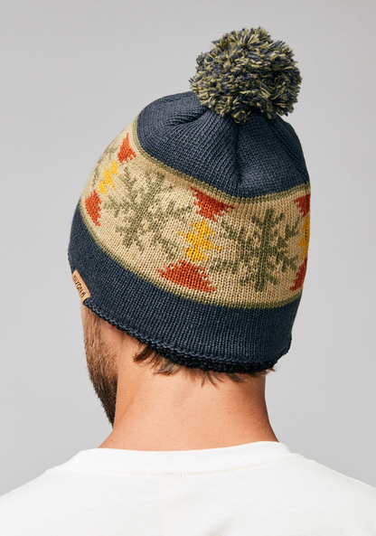 Meister Woll-Beanie mit Pommel - Marineblau / Mehrfarbig View 4