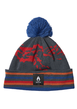 Ridge Pom Beanie - Marineblau / Mehrfarbig