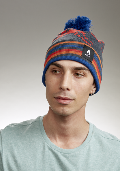 Ridge Pom Beanie - Marineblau / Mehrfarbig View 3