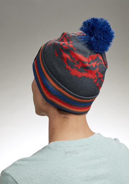 Ridge Pom Beanie - Marineblau / Mehrfarbig View 4