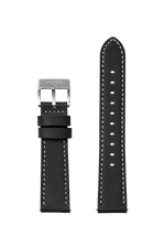 20mm Stitched Leather Band - Schwarz