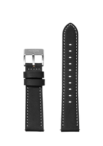 20mm Stitched Leather Band - Schwarz View 1