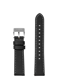 20mm Stitched Leather Band - Schwarz