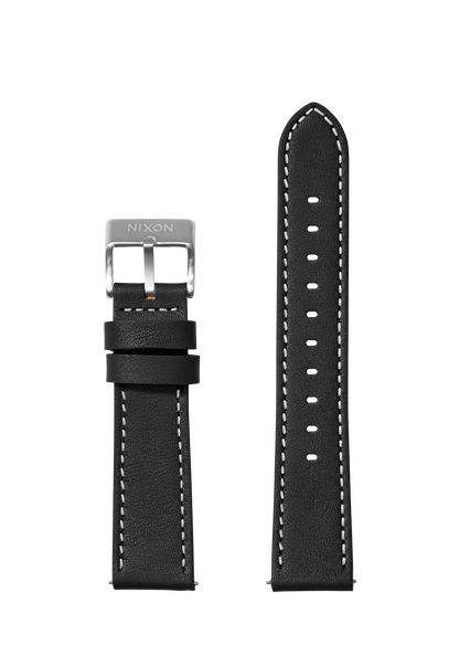 20mm Stitched Leather Band - Schwarz View 1