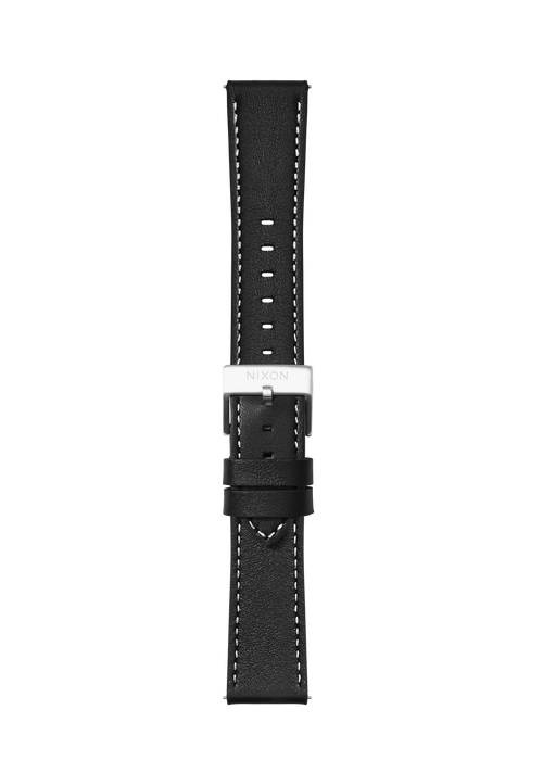 20mm Stitched Leather Band - Schwarz