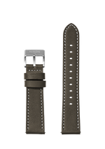 20mm Stitched Leather Band - Dunkel-Olivgrün