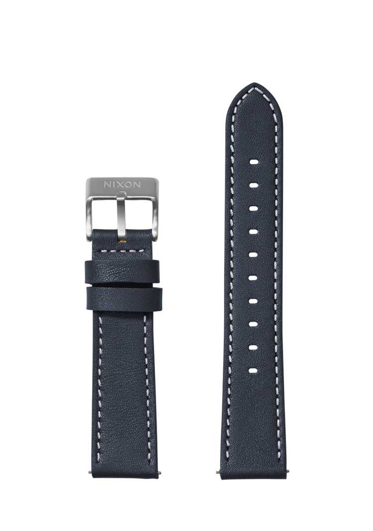 20mm Stitched Leather Band - Marineblau