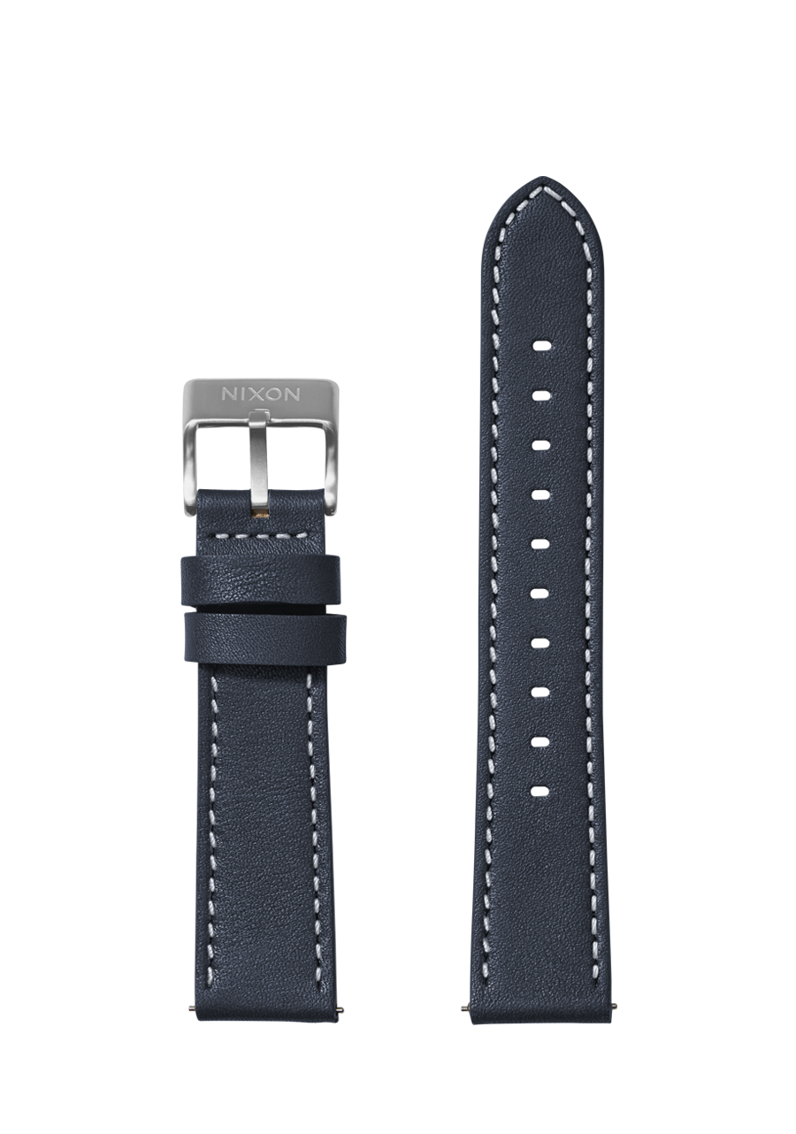 20mm Stitched Leather Watch Band Navy Replacement Watch Straps Nixon EU