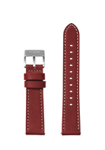 20 mm genähtes Lederband – Cranberry