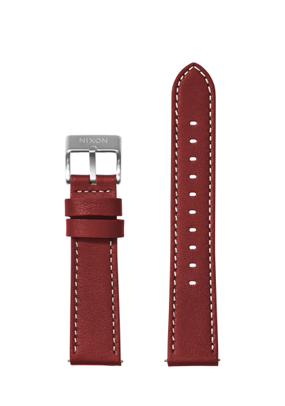 20 mm genähtes Lederband – Cranberry