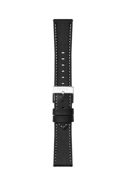 23mm Stitched Leather Band - Schwarz View 2