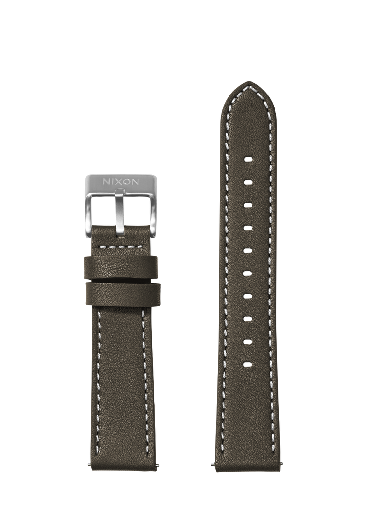 23mm Stitched Leather Band - Dunkel-Olivgrün