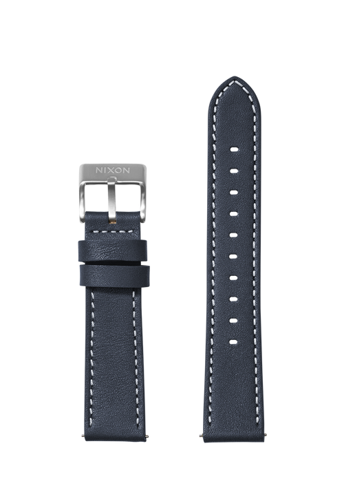 23mm Stitched Leather Band - Marineblau