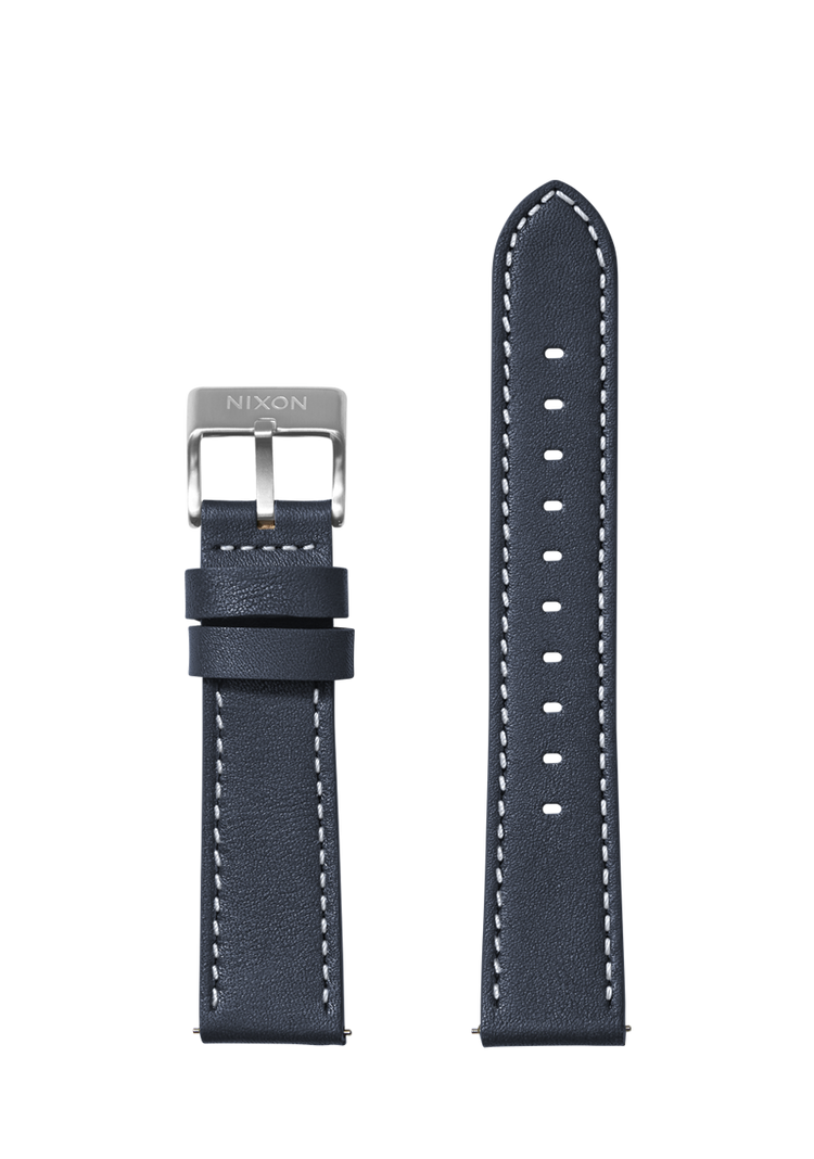 23mm Stitched Leather Band - Marineblau
