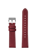 23 mm genähtes Lederband – Cranberry