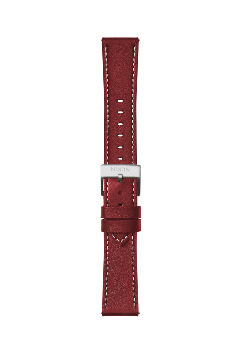 23mm Stitched Leather Band - Cranberry