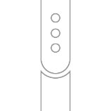 
Grey band with three circular holes. View 1