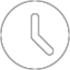 
Grey outline of a clock face with hands. View 1